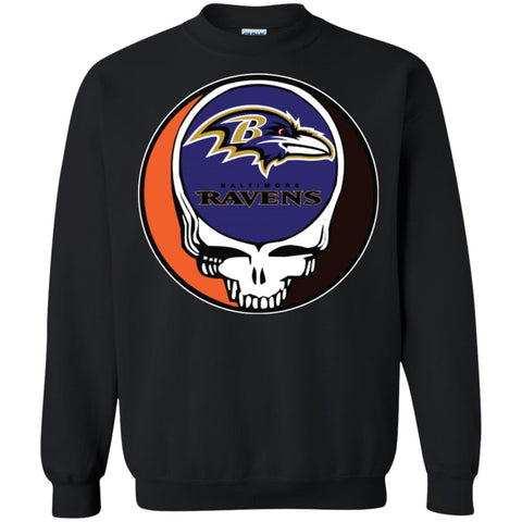 Baltimore Ravens Grateful Dead Steal Your Face Football Nfl Shirts Crewneck Pullover Sweatshirt Black / S Crewneck Pullover Sweatshirt - parenttees