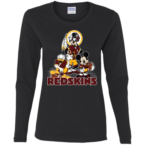 Mickey Mouse Washington Redskins American Football Nfl Sports Shirt Women Long Sleeve Shirt Black / S Women Long Sleeve Shirt - parenttees