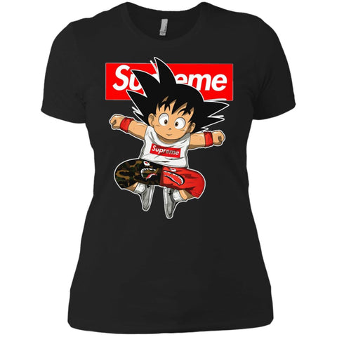 Supreme Dragon Ball Goku T-shirt Women Cotton T-Shirt Black / X-Small Women Cotton T-Shirt - parenttees