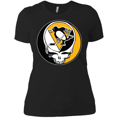 Pittsburgh Penguins Grateful Dead Steal Your Face Hockey Nhl Shirts Women Cotton T-Shirt Black / X-Small Women Cotton T-Shirt - parenttees