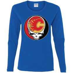 Calgary Flames Grateful Dead Steal Your Face Hockey Nhl Shirts Women Long Sleeve Shirt