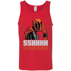 Marvel Deadpool Shhh No One Cares Whisper Men Cotton Tank Men Cotton Tank - parenttees