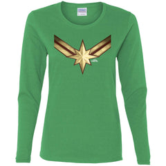 Captain Marvel Gleaming Chest Logo Women Long Sleeve Shirt Women Long Sleeve Shirt - parenttees