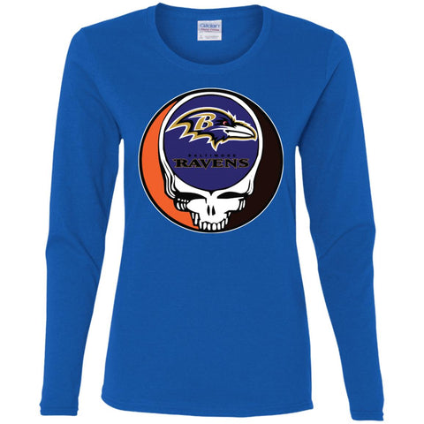 Baltimore Ravens Grateful Dead Steal Your Face Football Nfl Shirts Women Long Sleeve Shirt Royal / S Women Long Sleeve Shirt - parenttees