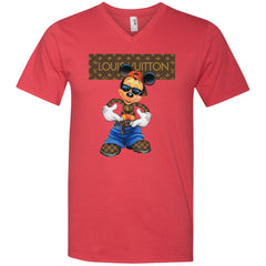 Louis Vuitton Mickey Mouse Cartoon T-shirt Men V-Neck T-Shirt Men V-Neck T-Shirt - parenttees