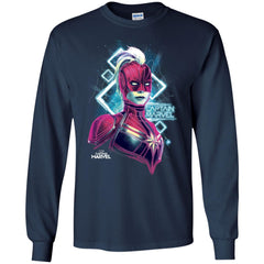 Marvel Captain Marvel Space Glow Neon Men Long Sleeve Shirt Men Long Sleeve Shirt - parenttees