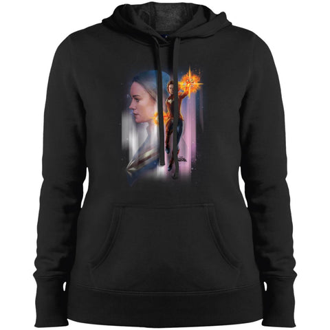 Captain Marvel Flying Space Portrait Women Hooded Sweatshirt Black / X-Small Women Hooded Sweatshirt - parenttees