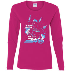 Captain Marvel I'm The Boss Space Blue Red Women Long Sleeve Shirt Women Long Sleeve Shirt - parenttees