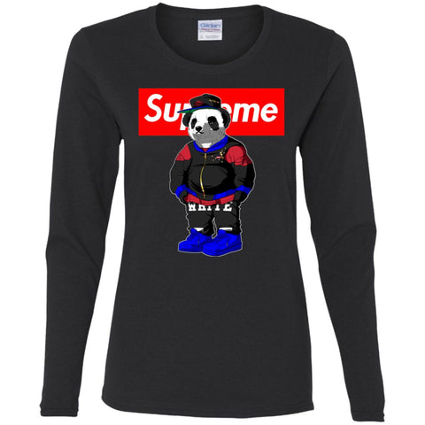 Supreme Bear Trending T-shirt Women Long Sleeve Shirt Black / S Women Long Sleeve Shirt - parenttees