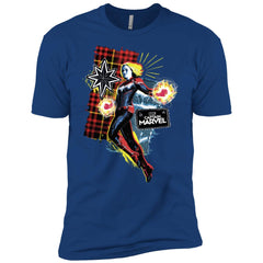 Captain Marvel Plaid Jean Patched Portrait Men Short Sleeve T-Shirt Men Short Sleeve T-Shirt - parenttees