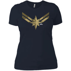 Captain Marvel Simple Gold Shadowed Logo Women Cotton T-Shirt Women Cotton T-Shirt - parenttees