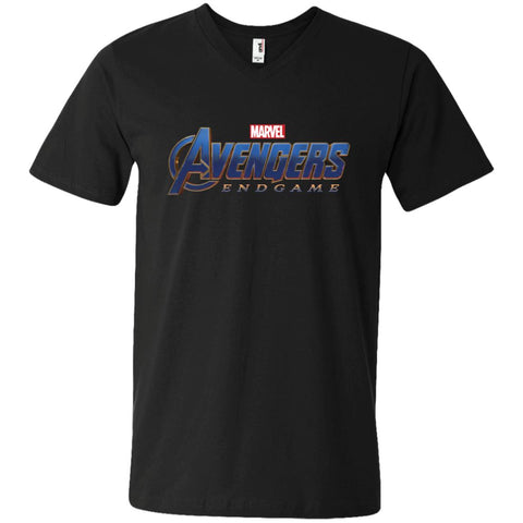 Marvel Avengers Endgame Movie Logo Graphic Men V-Neck T-Shirt Black / S Men V-Neck T-Shirt - parenttees