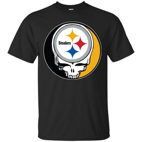 Pittsburgh Steelers Grateful Dead Steal Your Face Football Nfl Shirts Men Cotton T-Shirt Black / S Men Cotton T-Shirt - parenttees