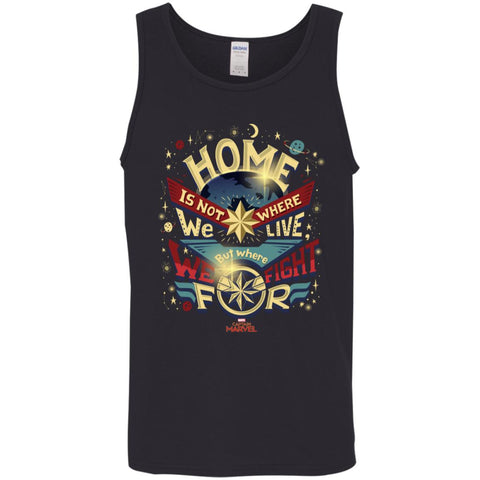 Captain Marvel Home Is What We Fight For Men Cotton Tank Black / X-Small Men Cotton Tank - parenttees