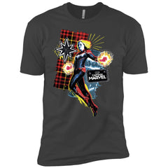 Captain Marvel Plaid Jean Patched Portrait Men Short Sleeve T-Shirt Men Short Sleeve T-Shirt - parenttees