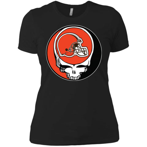 Cleveland Browns Grateful Dead Steal Your Face Football Nfl Shirts Women Cotton T-Shirt Black / X-Small Women Cotton T-Shirt - parenttees