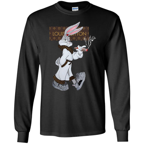 Louis Vuitton Rabbit Smoking Shirt Men Long Sleeve Shirt Black / S Men Long Sleeve Shirt - parenttees