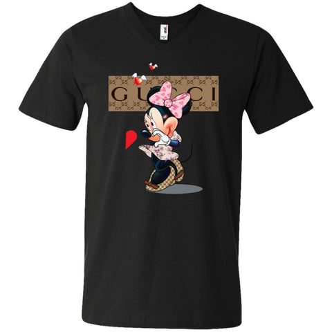 Couple Gucci Minnie Tshirt Valentine's Day Men V-Neck T-Shirt Black / S Men V-Neck T-Shirt - parenttees