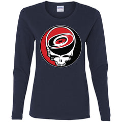 Carolina Hurricanes Grateful Dead Steal Your Face Hockey Nhl Shirts Women Long Sleeve Shirt Women Long Sleeve Shirt - parenttees