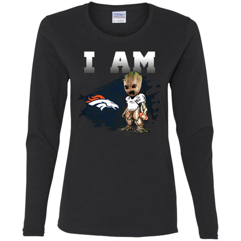 Nfl Denver Broncos I Am Groot T-shirt Women Long Sleeve Shirt Black / S Women Long Sleeve Shirt - parenttees