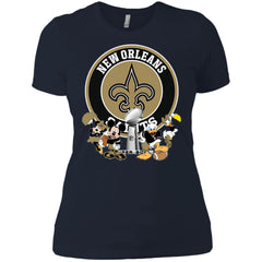 Nfl – New Orleans Saints Super Bowl 2019 Mickey Mouse Minnie Mouse Donald Duck Daisy Duck Football Women Cotton T-Shirt Women Cotton T-Shirt - parenttees