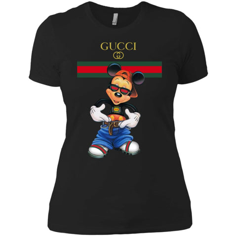 Gucci Logo Mickey Gift Trending T-shirt Women Cotton T-Shirt Black / X-Small Women Cotton T-Shirt - parenttees