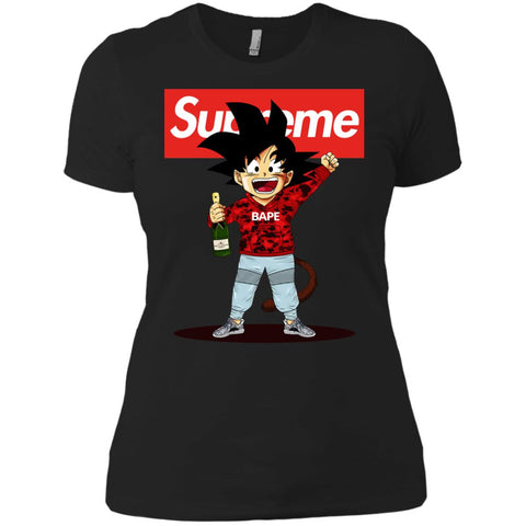 Supreme Songoku T-shirt Women Cotton T-Shirt Black / X-Small Women Cotton T-Shirt - parenttees