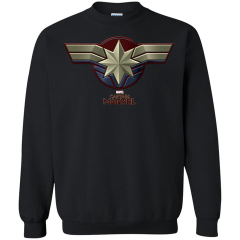 Marvel Captain Marvel Movie Chest Symbol Crewneck Pullover Sweatshirt Black / S Crewneck Pullover Sweatshirt - parenttees