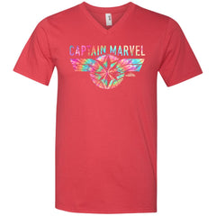 Captain Marvel Logo Banner Tie Dye Colors Men V-Neck T-Shirt Men V-Neck T-Shirt - parenttees