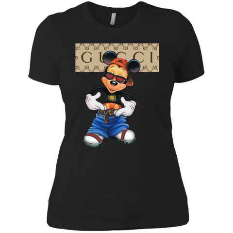 Gucci Logo Shirt Mickey Mouse T-shirt Women Cotton T-Shirt Black / X-Small Women Cotton T-Shirt - parenttees