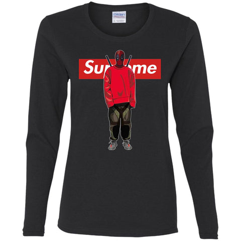 Supreme Deadpool Hiphop T-shirt Women Long Sleeve Shirt Black / S Women Long Sleeve Shirt - parenttees