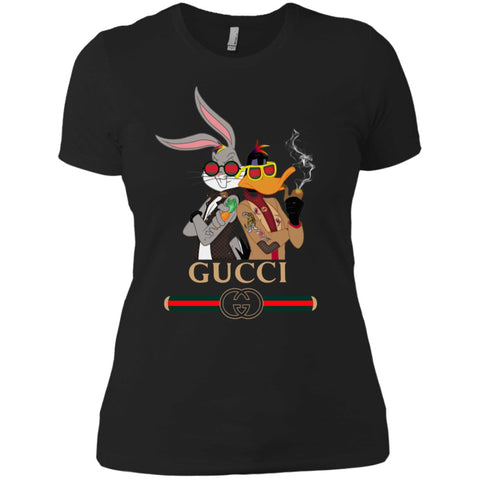 Gucci Trending T-shirt Rabbit And Donald T-shirt Women Cotton T-Shirt Black / X-Small Women Cotton T-Shirt - parenttees