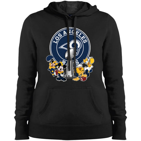 Los Angeles Rams Super Bowl 2019 Mickey Minnie Mouse Donald Daisy Duck Football Nfl Women Hooded Sweatshirt Black / X-Small Women Hooded Sweatshirt - parenttees