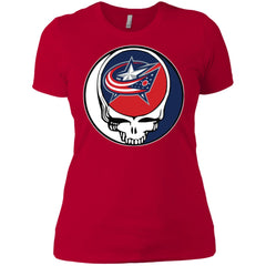 Columbus Blue Grateful Dead Steal Your Face Hockey Nhl Shirts Women Cotton T-Shirt Women Cotton T-Shirt - parenttees