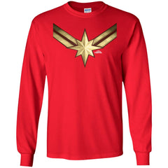 Captain Marvel Gleaming Chest Logo Men Long Sleeve Shirt Men Long Sleeve Shirt - parenttees