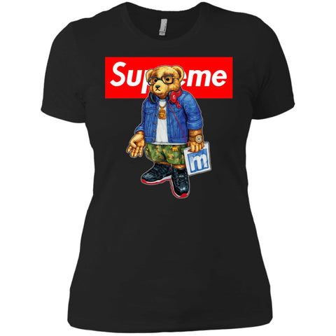 Supreme Bear Style Music T-shirt Women Cotton T-Shirt Black / X-Small Women Cotton T-Shirt - parenttees