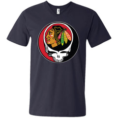 Chicago Blackhawks Grateful Dead Steal Your Face Hockey Nhl Shirts Men V-Neck T-Shirt Men V-Neck T-Shirt - parenttees