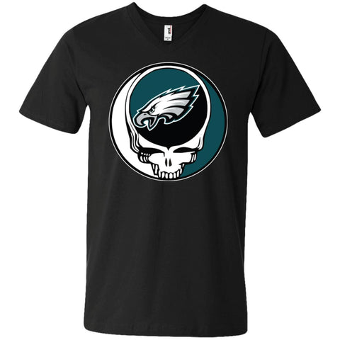 Philadelphia Eagles Grateful Dead Steal Your Face Football Nfl Shirts Men V-Neck T-Shirt Black / S Men V-Neck T-Shirt - parenttees