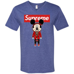 Supreme Mickey Style Fashion T-shirt Men V-Neck T-Shirt