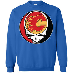 Calgary Flames Grateful Dead Steal Your Face Hockey Nhl Shirts Crewneck Pullover Sweatshirt Crewneck Pullover Sweatshirt - parenttees