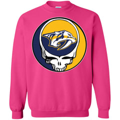 Nashville Predators Grateful Dead Steal Your Face Hockey Nhl Shirts Crewneck Pullover Sweatshirt Crewneck Pullover Sweatshirt - parenttees