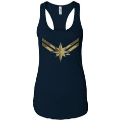 Captain Marvel Simple Gold Shadowed Logo Women Tank Top Women Tank Top - parenttees