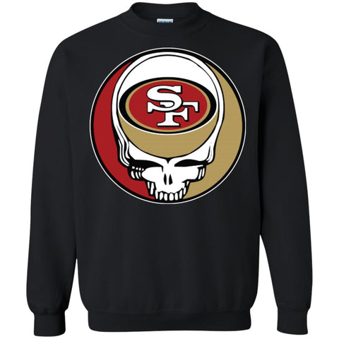 San Francisco 49ers Grateful Dead Steal Your Face Football Nfl Shirts Crewneck Pullover Sweatshirt Black / S Crewneck Pullover Sweatshirt - parenttees