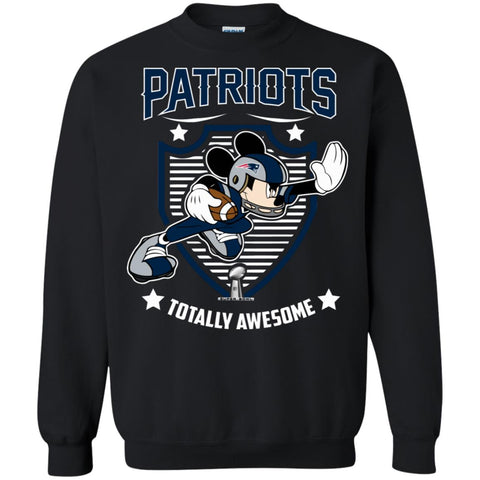 Nfl – New England Patriots Totally Awesome Mickey Mouse Super Bowl 2019 Football Crewneck Pullover Sweatshirt Black / S Crewneck Pullover Sweatshirt - parenttees