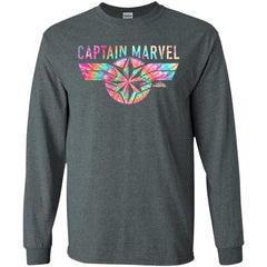 Captain Marvel Logo Banner Tie Dye Colors Men Long Sleeve Shirt Men Long Sleeve Shirt - parenttees