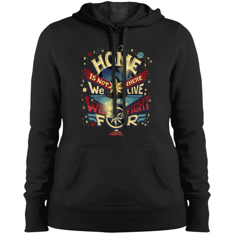 Captain Marvel Home Is What We Fight For Women Hooded Sweatshirt Black / X-Small Women Hooded Sweatshirt - parenttees