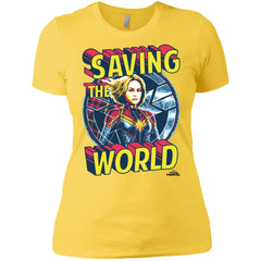 Captain Marvel Saving The World Portrait Women Cotton T-Shirt Women Cotton T-Shirt - parenttees