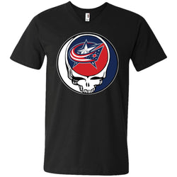 Columbus Blue Grateful Dead Steal Your Face Hockey Nhl Shirts Men V-Neck T-Shirt