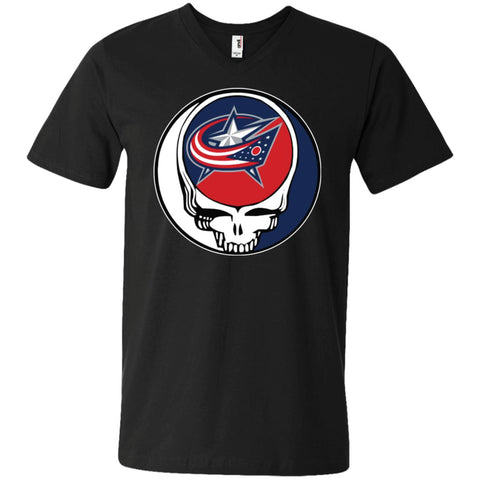 Columbus Blue Grateful Dead Steal Your Face Hockey Nhl Shirts Men V-Neck T-Shirt Black / S Men V-Neck T-Shirt - parenttees