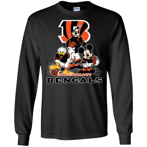 Mickey Mouse Cincinnati Bengals American Football Nfl Sports Shirt Men Long Sleeve Shirt Black / S Men Long Sleeve Shirt - parenttees